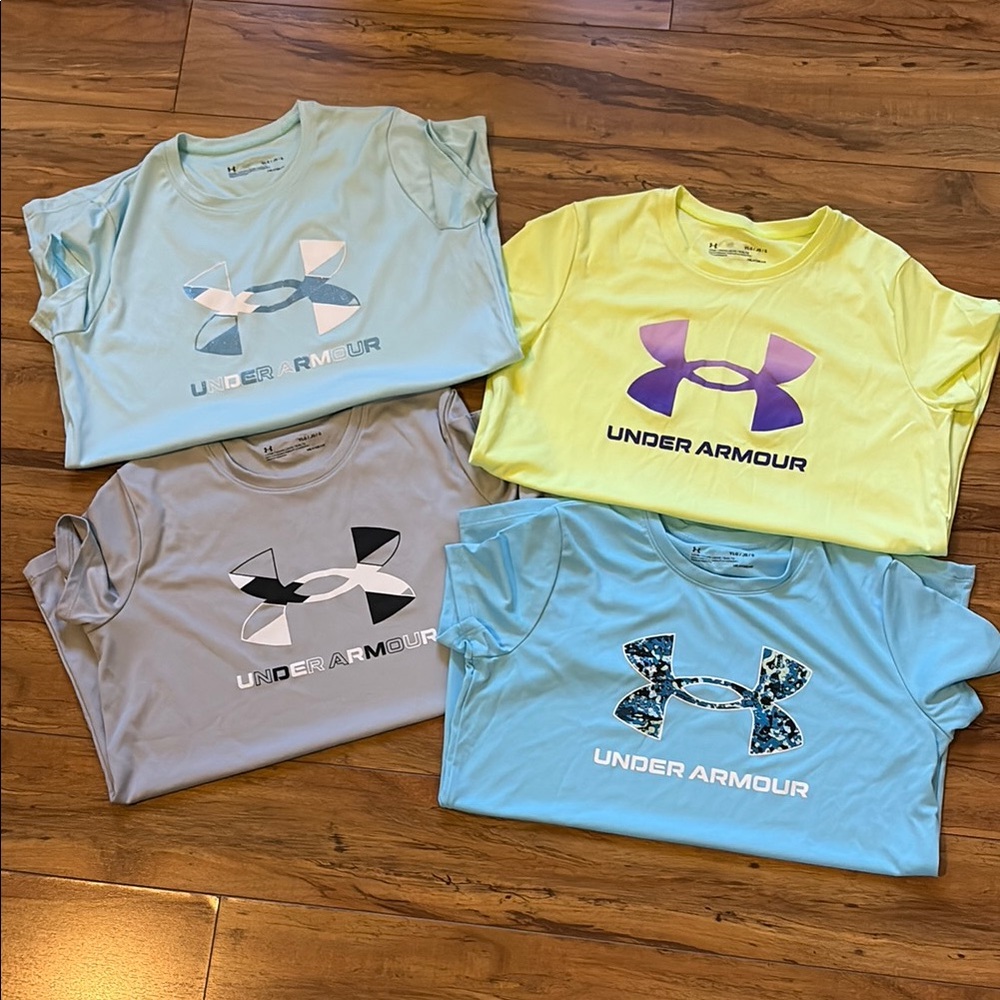 Under Armour Blue and Yellow Short Sleeve Tees